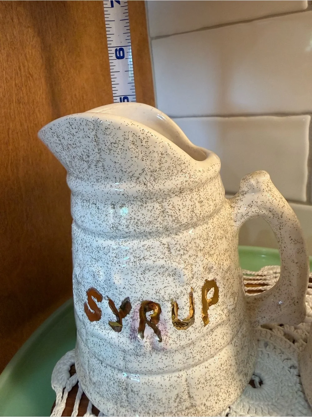 Ceramic Syrup and Butter Pitcher Set - Speckled White